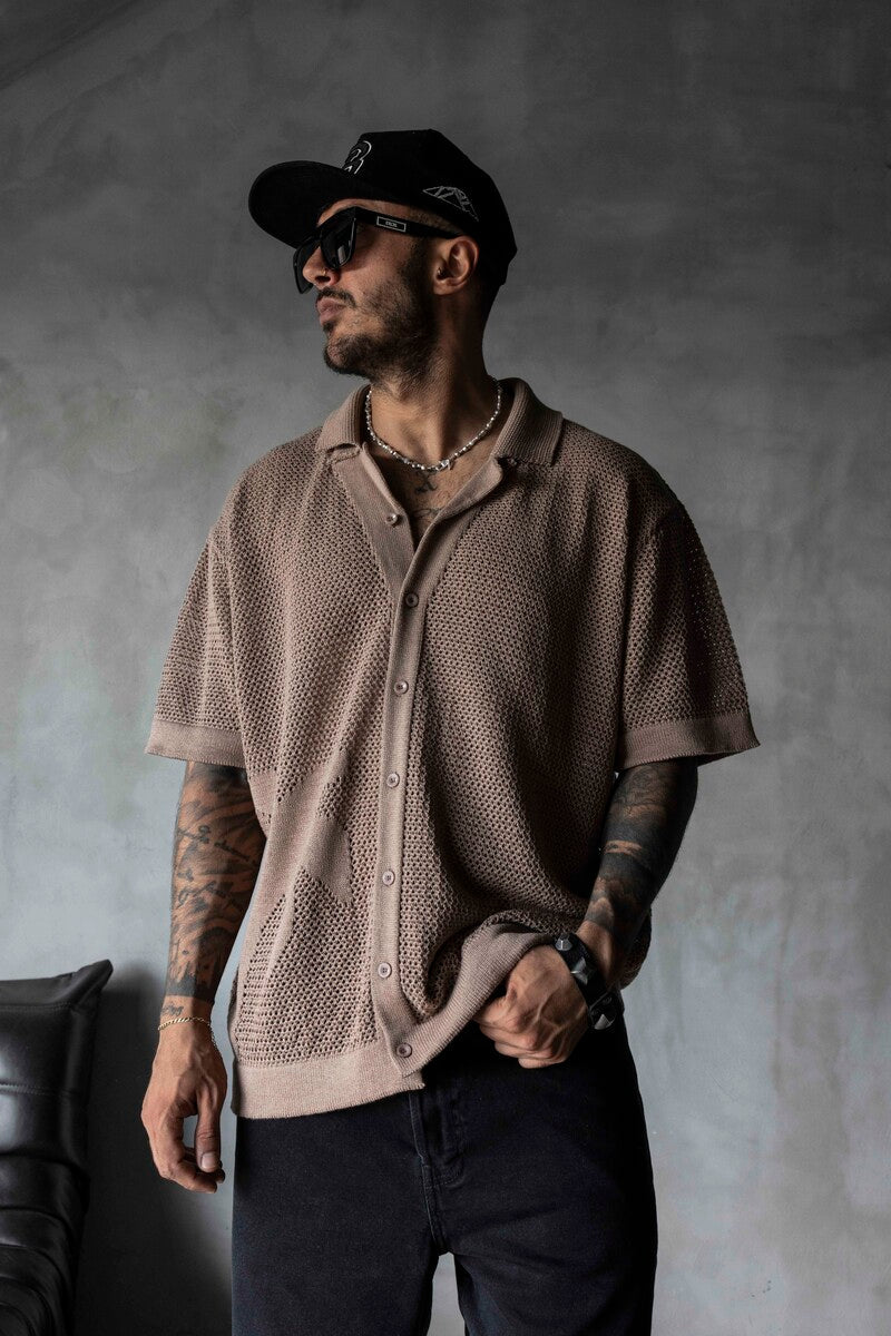 მაისური Brown Polo Collar Knitwear